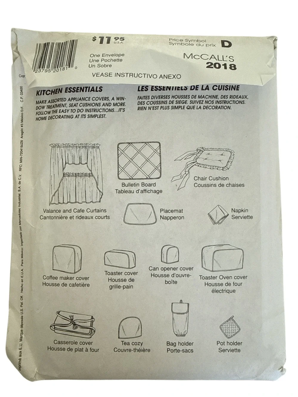 Vintage McCall’s 2018 & Simplicity 3979 Kitchen Sewing Patterns Home Decor Lot